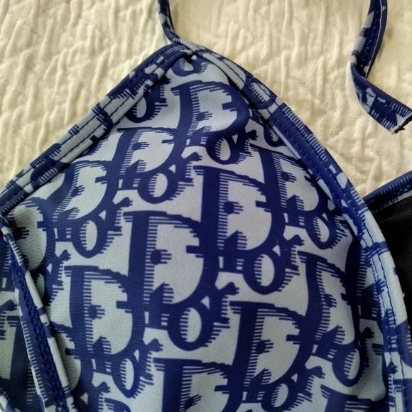 Dior Bikini Top Blue Oblique Technical Fabric Sz M - Picture 7 of 7